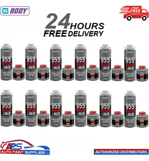 12x HB BODY 955 TOUGH BED LINER COATING 1 BOTTLE KIT WITH HARDENER - TINTABLE